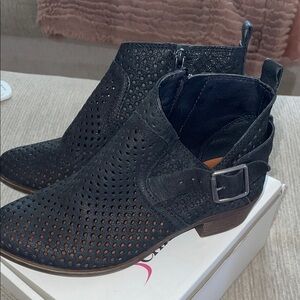 Black Perforated Ankle Boots